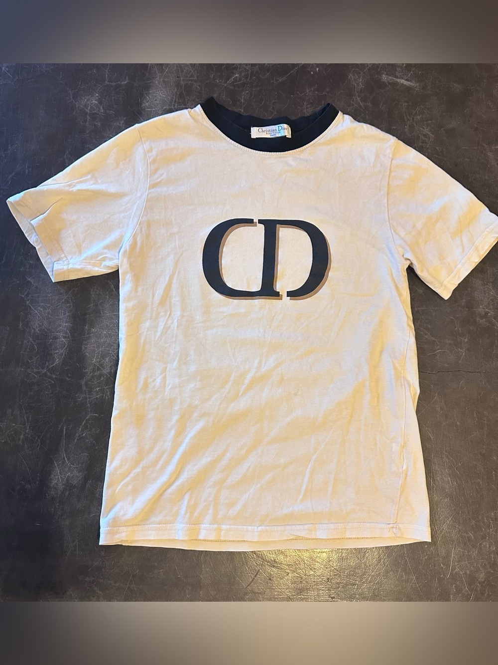 Dior Cream Tee with Black CD Logo and Black Trim